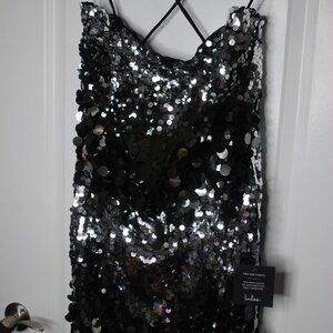 Lulus Black and chrome sequinned dress - short.